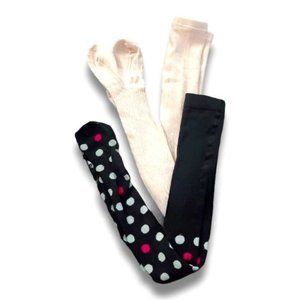 Tights Bundle, One Cream And One Black Polka Dots (M)